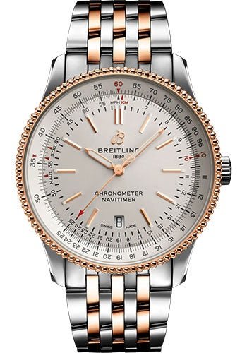 Breitling Navitimer Automatic 41 Watch - Steel and 18K Red Gold - Silver Dial - Metal Bracelet - U17326211G1U1 - Luxury Time NYC