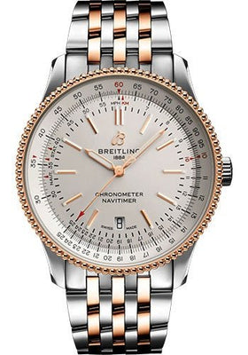 Breitling Navitimer Automatic 41 Watch - Steel and 18K Red Gold - Silver Dial - Metal Bracelet - U17326211G1U1 - Luxury Time NYC