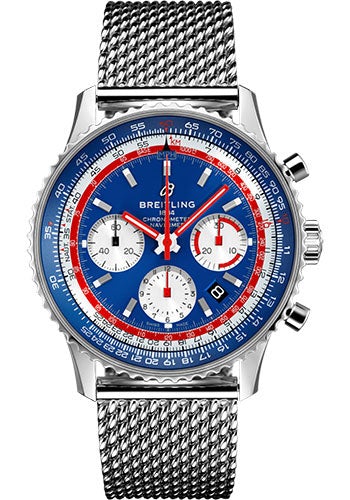 Breitling Navitimer B01 Chronograph 43 Pan Am Watch - Steel - Blue Dial - Steel Bracelet - AB01212B1C1A1 - Luxury Time NYC