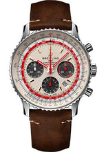 Load image into Gallery viewer, Breitling Navitimer B01 Chronograph 43 TWA Watch - Steel - White Dial - Brown Nubuck Strap - Tang Buckle - AB01219A1G1X1 - Luxury Time NYC