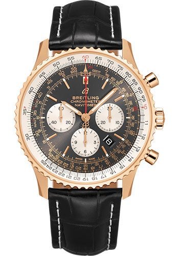 Breitling Navitimer B01 Chronograph 46 Watch - 18k Red Gold - Anthracite Dial - Black Croco Strap - Folding Buckle - RB0127121F1P2 - Luxury Time NYC