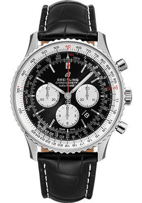 Breitling Navitimer B01 Chronograph 46 Watch - Steel - Black Dial - Black Croco Strap - Folding Buckle - AB0127211B1P2 - Luxury Time NYC