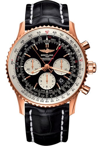 Breitling Navitimer B03 Chronograph Rattrapante 45 Watch - Red Gold - Black Dial - Black Croco Strap - Tang Buckle Limited Edition - RB031121/BG11/760P/R20BA.1 - Luxury Time NYC