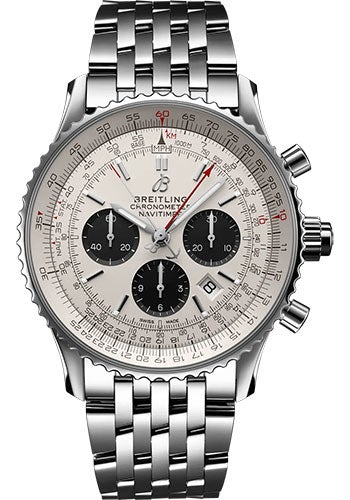 Breitling Navitimer B03 Chronograph Rattrapante 45 Watch - Stainless Steel - Silver Dial - Metal Bracelet - AB0311211G1A1 - Luxury Time NYC