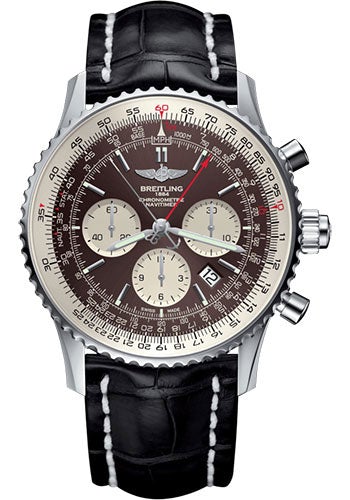 Breitling Navitimer B03 Chronograph Rattrapante 45 Watch - Steel - Panamerican Bronze Dial - Black Croco Strap - Folding Buckle - AB031021/Q615/761P/A20D.1 - Luxury Time NYC