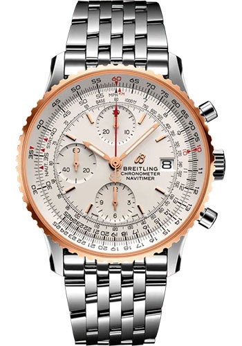 Breitling Navitimer Chronograph 41 Watch - Steel and 18K Red Gold - Silver Dial - Metal Bracelet - U13324211G1A1 - Luxury Time NYC