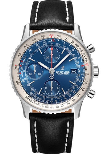Breitling Navitimer Chronograph 41 Watch - Steel - Aurora Blue Dial - Black Leather Strap - Folding Buckle - A13324121C1X2 - Luxury Time NYC