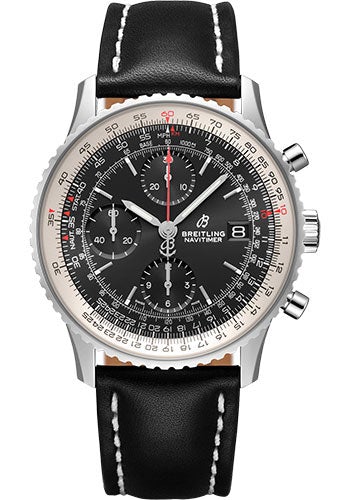 Breitling Navitimer Chronograph 41 Watch - Steel - Black Dial - Black Leather Strap - Folding Buckle - A13324121B1X2 - Luxury Time NYC