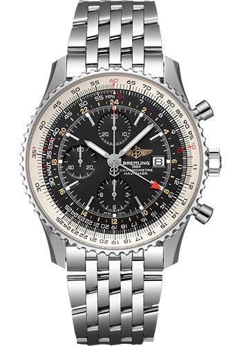 Breitling Navitimer Chronograph GMT 46 Watch - Stainless Steel - Black Dial - Metal Bracelet - A24322121B1A1 - Luxury Time NYC