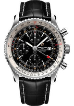 Load image into Gallery viewer, Breitling Navitimer Chronograph GMT 46 Watch - Steel - Black Dial - Black Alligator Strap - Folding Buckle - A24322121B2P2 - Luxury Time NYC