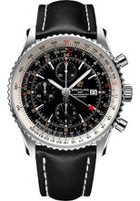 Load image into Gallery viewer, Breitling Navitimer Chronograph GMT 46 Watch - Steel - Black Dial - Black Leather Strap - Tang Buckle - A24322121B2X1 - Luxury Time NYC