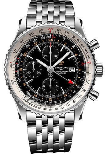 Breitling Navitimer Chronograph GMT 46 Watch - Steel - Black Dial - Steel Bracelet - A24322121B2A1 - Luxury Time NYC
