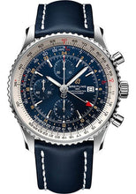 Load image into Gallery viewer, Breitling Navitimer Chronograph GMT 46 Watch - Steel - Blue Dial - Blue Leather Strap - Tang Buckle - A24322121C2X1 - Luxury Time NYC