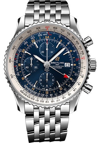 Breitling Navitimer Chronograph GMT 46 Watch - Steel - Blue Dial - Steel Bracelet - A24322121C2A1 - Luxury Time NYC