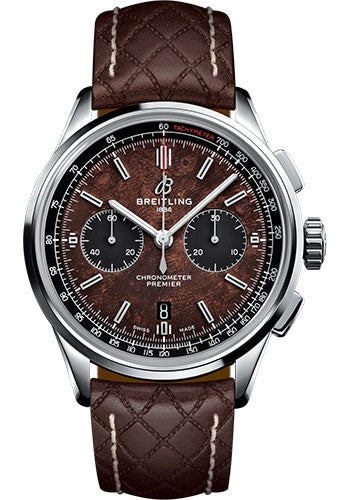 Breitling Premier B01 Chronograph 42 Bentley Centenary Limited Edition Watch - Stainless Steel - Brown Dial - Brown Calfskin Leather Strap - Tang Buckle Limited Edition - AB01181A1Q1X2 - Luxury Time NYC