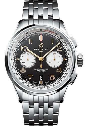 Breitling Premier B01 Chronograph 42 Norton Watch - Steel - Black Dial - Steel Bracelet - AB0118A21B1A1 - Luxury Time NYC