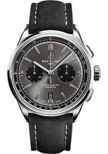 Load image into Gallery viewer, Breitling Premier B01 Chronograph 42 Watch - Stainless Steel - Anthracite Dial - Anthracite Calfskin Leather Strap - Tang Buckle - AB0118221B1X2 - Luxury Time NYC