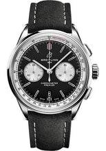 Load image into Gallery viewer, Breitling Premier B01 Chronograph 42 Watch - Stainless Steel - Black Dial - Anthracite Calfskin Leather Strap - Folding Buckle - AB0118371B1X1 - Luxury Time NYC