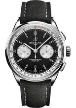 Load image into Gallery viewer, Breitling Premier B01 Chronograph 42 Watch - Stainless Steel - Black Dial - Anthracite Calfskin Leather Strap - Tang Buckle - AB0118371B1X2 - Luxury Time NYC