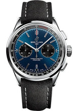 Load image into Gallery viewer, Breitling Premier B01 Chronograph 42 Watch - Stainless Steel - Blue Dial - Anthracite Calfskin Leather Strap - Folding Buckle - AB0118221C1X3 - Luxury Time NYC