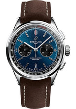Load image into Gallery viewer, Breitling Premier B01 Chronograph 42 Watch - Stainless Steel - Blue Dial - Brown Calfskin Leather Strap - Folding Buckle - AB0118221C1X1 - Luxury Time NYC