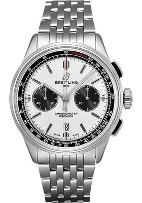 Breitling Premier B01 Chronograph Watch - 42mm Steel Case - Silver Dial - Steel Bracelet - AB0118221G1A1 - Luxury Time NYC