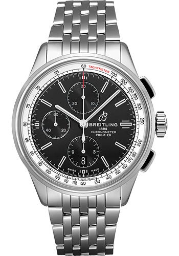 Breitling Premier Chronograph Watch - 42mm Steel Case - Black Dial - Steel Bracelet - A13315351B1A1 - Luxury Time NYC