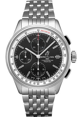 Breitling Premier Chronograph Watch - 42mm Steel Case - Black Dial - Steel Bracelet - A13315351B1A1 - Luxury Time NYC