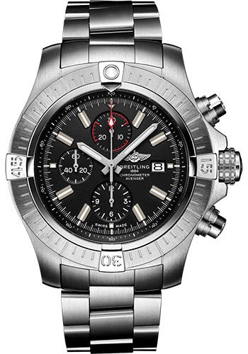 Breitling Super Avenger Chronograph 48 Watch - Stainless Steel - Black Dial - Metal Bracelet - A13375101B1A1 - Luxury Time NYC