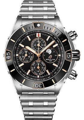 Breitling Super Chronomat 44 Four-Year Calendar Watch - Steel and 18K Red Gold - Black Dial - Metal Bracelet - I19320251B1A1 - Luxury Time NYC