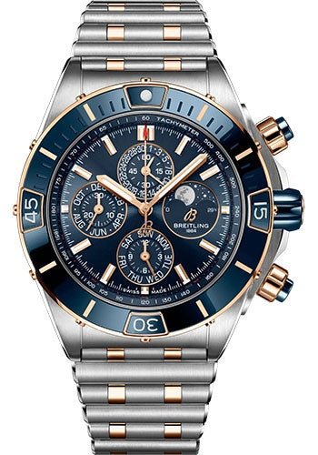 Breitling Super Chronomat 44 Four-Year Calendar Watch - Steel and 18K Red Gold - Blue Dial - Metal Bracelet - U19320161C1U1 - Luxury Time NYC