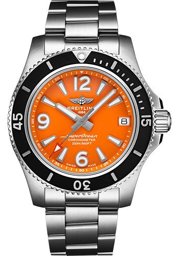 Breitling Superocean Automatic 36 Watch - Stainless Steel - Orange Dial - Metal Bracelet - A17316D71O1A1 - Luxury Time NYC