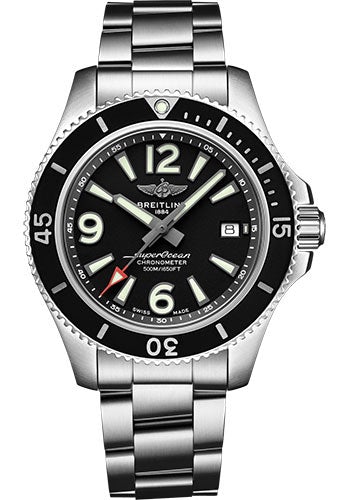 Breitling Superocean Automatic 42 Watch - Steel - Black Dial - Steel Bracelet - A17366021B1A1 - Luxury Time NYC
