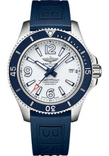 Load image into Gallery viewer, Breitling Superocean Automatic 42 Watch - Steel - White Dial - Blue Diver Pro III Strap - Tang Buckle - A17366D81A1S1 - Luxury Time NYC