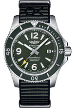 Load image into Gallery viewer, Breitling Superocean Automatic 44 Outerknown Watch - Stainless Steel - Green Dial - Khaki Green Econyl® Yarn Strap - Tang Buckle - A17367A11L1W1 - Luxury Time NYC