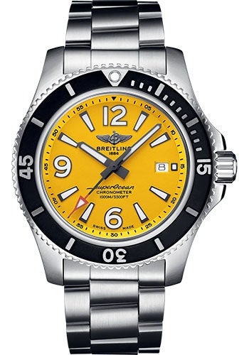 Breitling Superocean Automatic 44 Watch - Stainless Steel - Yellow Dial - Metal Bracelet - A17367021I1A1 - Luxury Time NYC