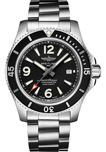 Breitling Superocean Automatic 44 Watch - Steel - Black Dial - Steel Bracelet - A17367D71B1A1 - Luxury Time NYC