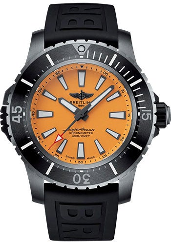 Breitling Superocean Automatic 48 Watch - Titanium - Yellow Dial - Black Rubber Strap - Tang Buckle - E17369241I1S1 - Luxury Time NYC