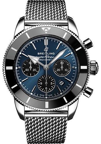Breitling Superocean Heritage B01 Chronograph 44 Watch - Steel - Blackeye Blue Dial - Steel Bracelet - AB0162121C1A1 - Luxury Time NYC