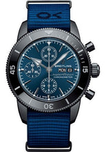 Load image into Gallery viewer, Breitling Superocean Heritage Chronograph 44 Outerknown Watch - Black steel - Blue Dial - Taffetas Dark Blue Nato Strap - Tang Buckle - M133132A1C1W1 - Luxury Time NYC