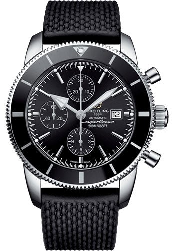 Breitling Superocean Heritage Chronograph 46 Watch - Steel - Volcano Black Dial - Black Rubber Aero Classic Strap - Folding Buckle - A13312121B1S1 - Luxury Time NYC