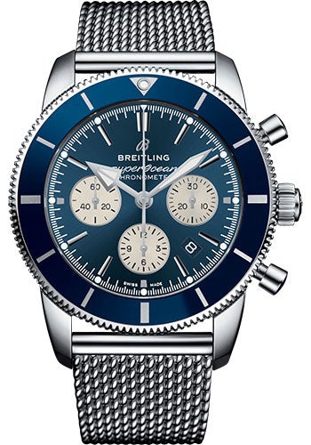 Breitling Superocean Heritage II B01 Chronograph 44 Watch - Steel Case - Blue Dial - Steel Aero Classic Bracelet - AB0162161C1A1 - Luxury Time NYC