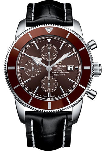 Breitling Superocean Heritage II Chronograph 46 Watch - Steel Case - Copperhead Bronze Dial - Black Croco Strap - A1331233/Q616/761P/A20D.1 - Luxury Time NYC