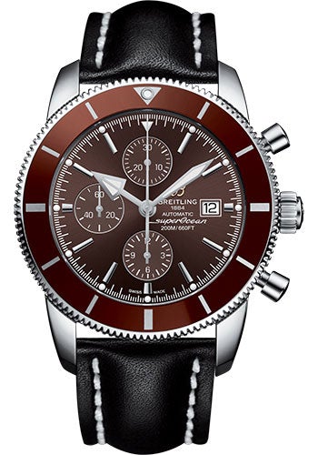Breitling Superocean Heritage II Chronograph 46 Watch - Steel Case - Copperhead Bronze Dial - Black Leather Strap - A1331233/Q616/442X/A20D.1 - Luxury Time NYC