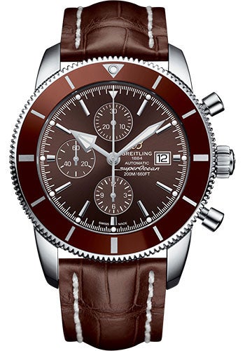 Breitling Superocean Heritage II Chronograph 46 Watch - Steel Case - Copperhead Bronze Dial - Brown Croco Strap - A1331233/Q616/757P/A20D.1 - Luxury Time NYC