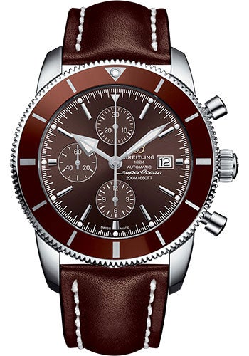 Breitling Superocean Heritage II Chronograph 46 Watch - Steel Case - Copperhead Bronze Dial - Brown Leather Strap - A1331233/Q616/444X/A20D.1 - Luxury Time NYC
