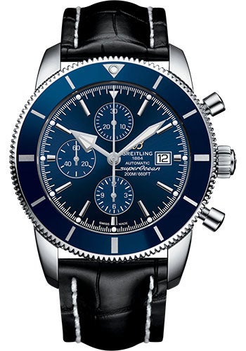 Breitling Superocean Heritage II Chronograph 46 Watch - Steel Case - Gun Blue Dial - Black Croco Strap - A1331216/C963/761P/A20D.1 - Luxury Time NYC