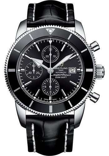 Breitling Superocean Heritage II Chronograph 46 Watch - Steel Case - Volcano Black Dial - Black Croco Strap - A1331212/BF78/761P/A20D.1 - Luxury Time NYC