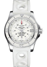 Load image into Gallery viewer, Breitling Superocean II 36 Watch - Steel - Hurricane White Dial - White Ocean Racer II Strap - Tang Buckle - A17312D21A1S1 - Luxury Time NYC