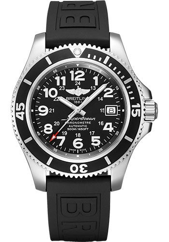 Breitling Superocean II 42 Watch - Steel - Volcano Black Dial - Black Diver Pro III Strap - Tang Buckle - A17365C91B1S1 - Luxury Time NYC